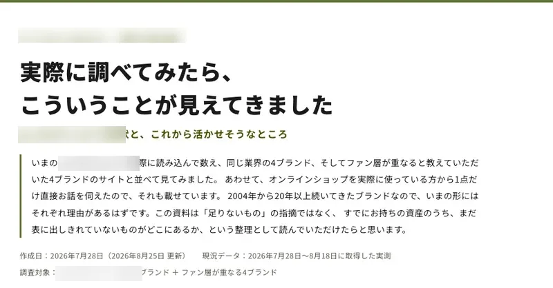 釣りギアブランドのサイト改善提案の冒頭